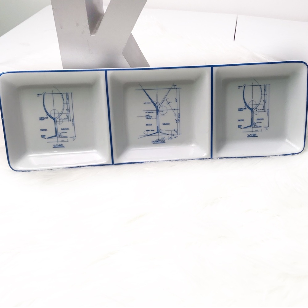 Signature Porcelain Martini Wine Compartment Tray